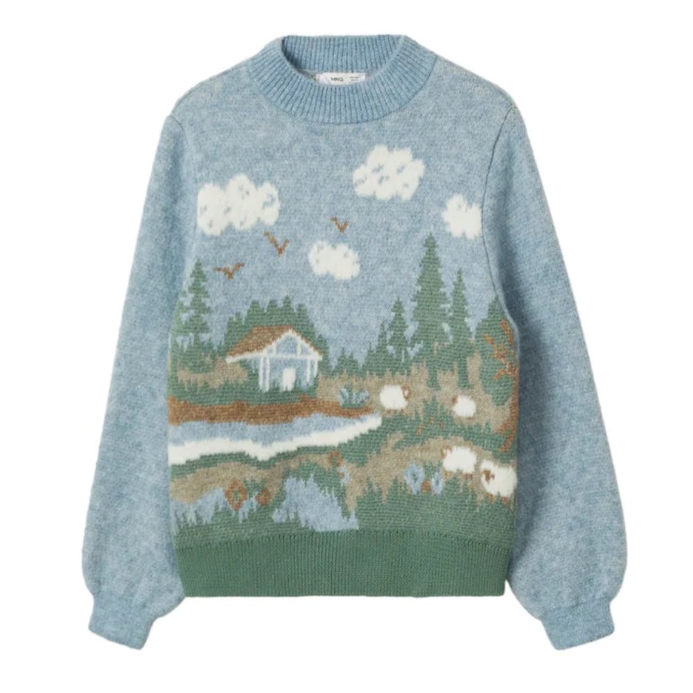 LIKE NEW - Mango printed knit sweater